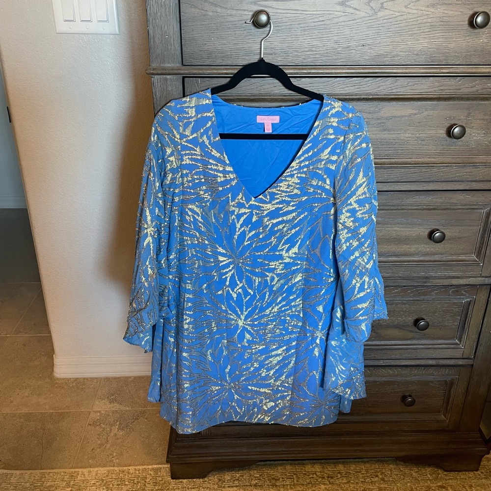 Lilly Pulitzer Miri Silk Blue Caftan Dress